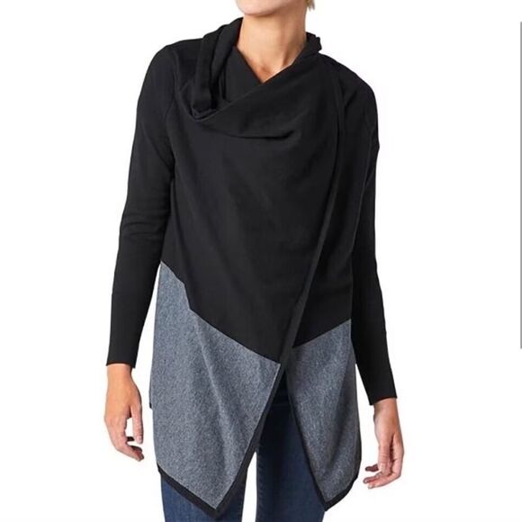Smartwool Edgewood Wrap Cardigan Sweater Black Gray - Picture 1 of 8